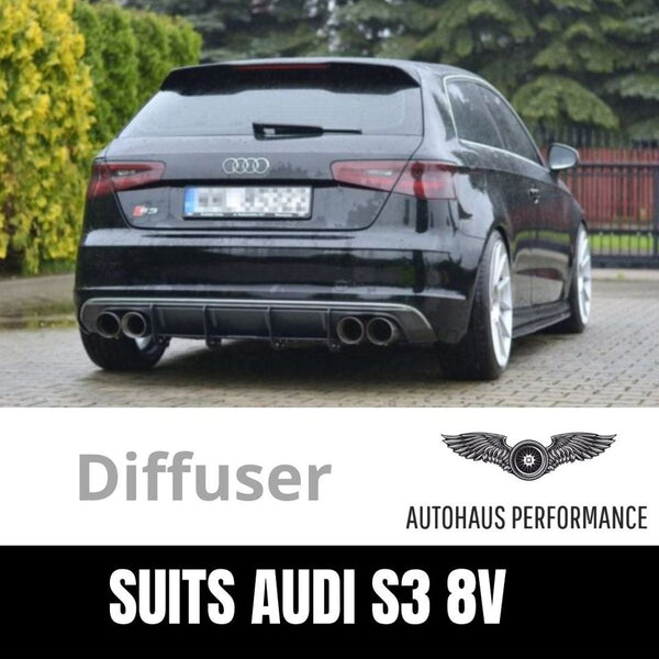 Gloss Black Rear Diffuser for Audi A3 S3 8v Hatch back 2017+ Face lift