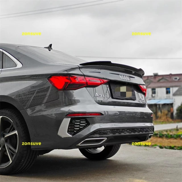 Gloss Black Spoiler for Audi Sedan A3 S3 RS3 8Y 2021 + Gloss Black Spoiler for Audi Sedan A3 S3 RS3 8Y 2021 +