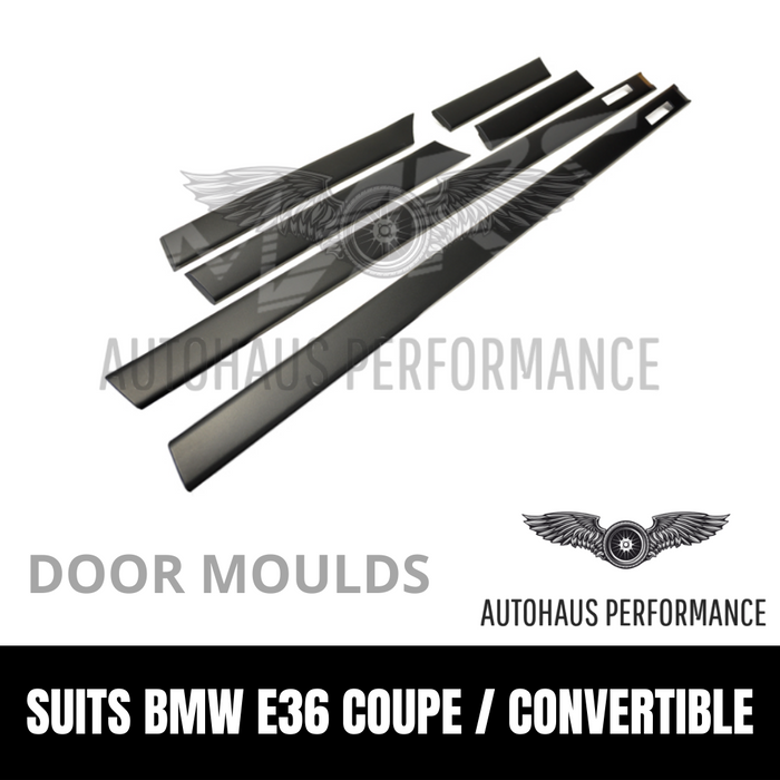 BMW E36 M3 STYLE DOOR & BUMPER SIDE STRIPE MOULDS MOLDING FOR 2 DOORS COUPE & CONVERTIBLE BMW E36 M3 STYLE DOOR & BUMPER SIDE STRIPE MOULDS MOLDING FOR 2 DOORS COUPE & CONVERTIBLE