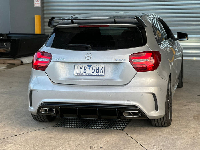 Brand new Gloss black AMG style diffuser to suit W176 A class Hatch Mercedes Benz with Exhaust tips Brand new Gloss black AMG style diffuser to suit W176 A class Hatch Mercedes Benz with Exhaust tips
