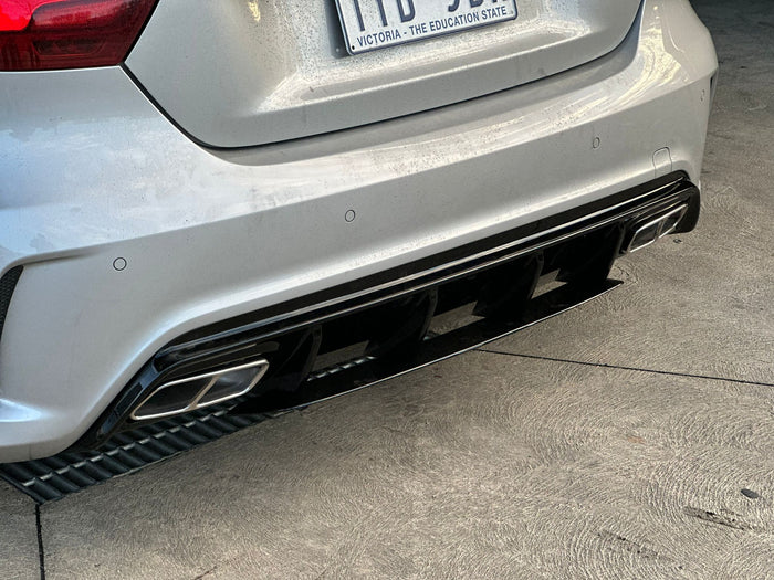 Brand new Gloss black AMG style diffuser to suit W176 A class Hatch Mercedes Benz with Exhaust tips Brand new Gloss black AMG style diffuser to suit W176 A class Hatch Mercedes Benz with Exhaust tips