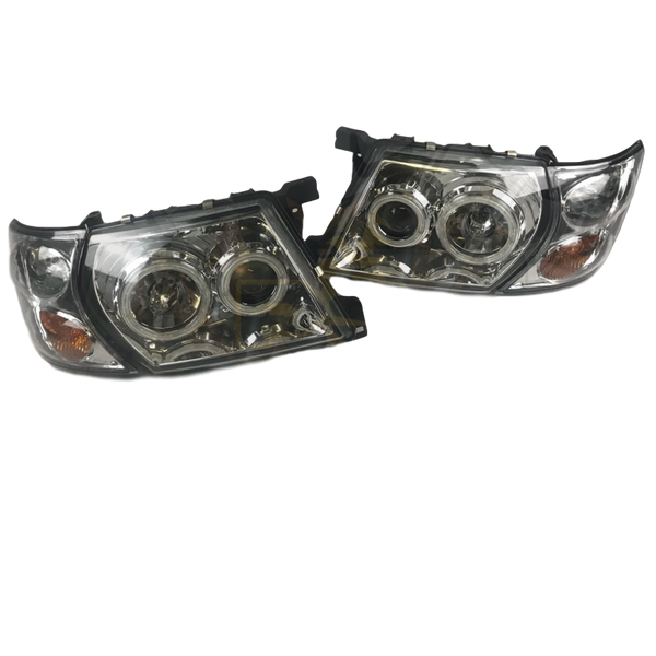 CLEAR LED HEADLIGHTS + INDICATORS TO SUIT NISSAN PATROL GU 1997-2007 4X4 4WD WAGON UTE