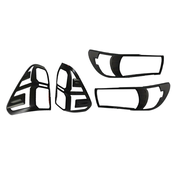 BLACK HEAD LIGHT & TAIL LIGHT COVER SURROUNDS TO SUIT TOYOTA HILUX REV