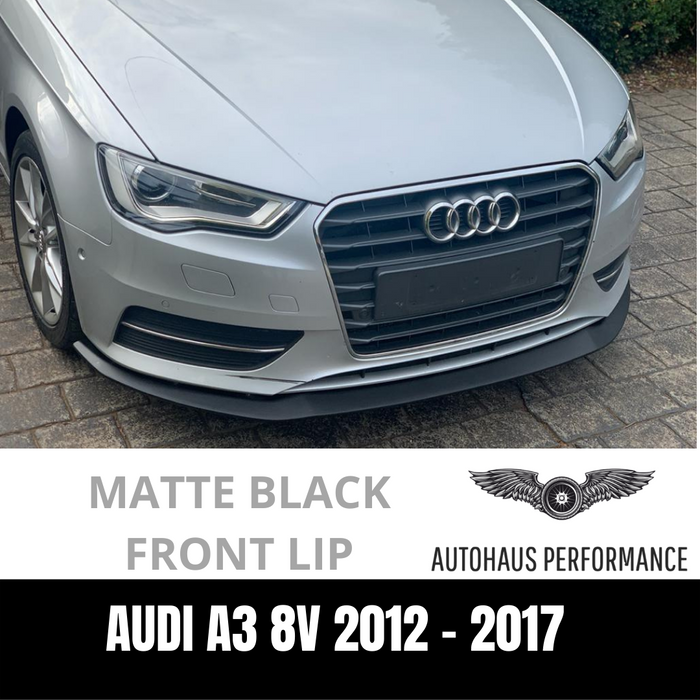 Audi A3 8V 2012 - 2017 Matte Black Front Bumper Lip Body Kit Sedan / Hatch back Audi A3 8V 2012 - 2017 Matte Black Front Bumper Lip Body Kit Sedan / Hatch back