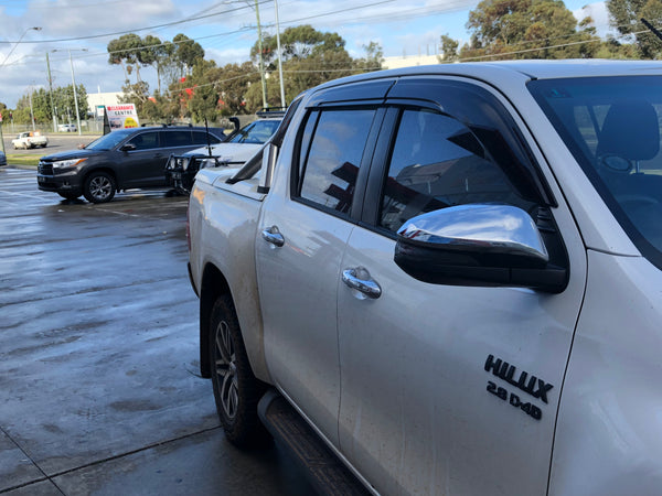PREMIUM WEATHER SHIELD WINDOW VISORS TO SUIT TOYOTA HILUX REVO SR SR5 2015-2019