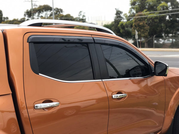 PREMIUM WEATHER SHIELD WINDOW VISORS TO SUIT NISSAN NAVARA NP300 D23 2015-2019