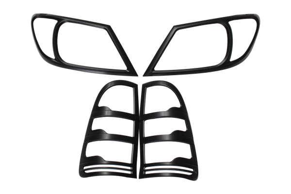 MATTE BLACK HEAD LIGHT AND TAIL LIGHT SURROUNDS TO SUIT TOYOTA HILUX 2005-2011 SR SR5