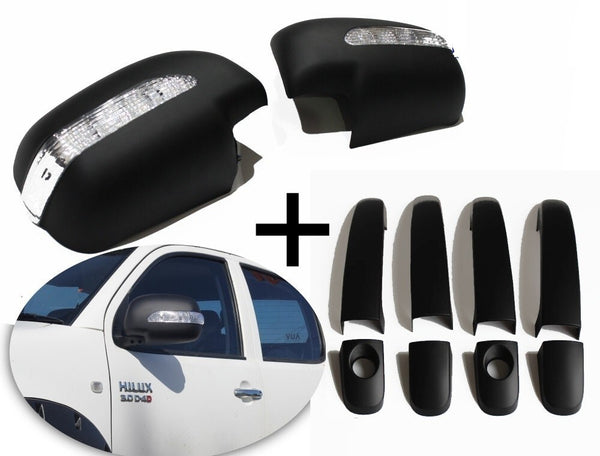 MATTE BLACK MIRROR AND DOOR HANDLE COVERS COMBO TO SUIT TOYOTA HILUX 2005-2015