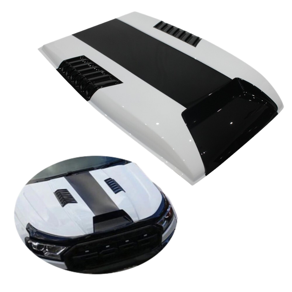 BLACK & WHITE BONNET SCOOP TO SUIT FORD RANGER PX2 PX3 2015-2019