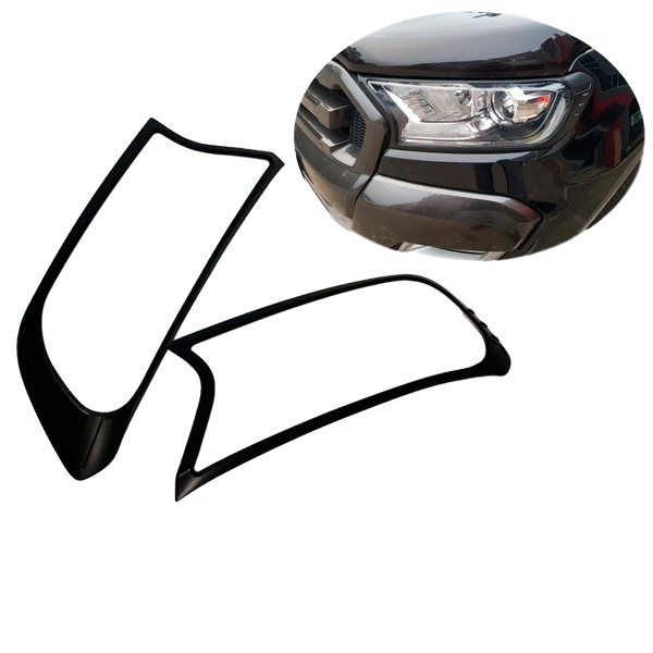 MATTE BLACK HEADLIGHT SURROUNDS TO SUIT FORD RANGER 2015-2019 PX2 MK2 PX3 MK3