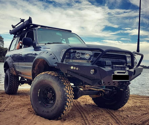 WIDE BODY MATTE BLACK JUNGLE FLARES 6PC TO SUIT TOYOTA LANDCRUISER 80 SERIES 1990-1998 4X4 4WD