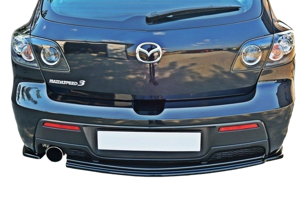 ABS GLOSS BLACK REAR BUMPER BAR SPLITTER TO SUIT MAZDA 3 MPS BK 2006-2008