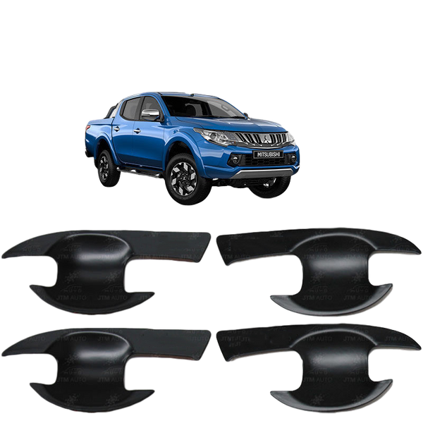 BLACK DOOR HANDLE BOWL COVERS TO SUIT MITSUBISHI TRITON MQ 2015-2018