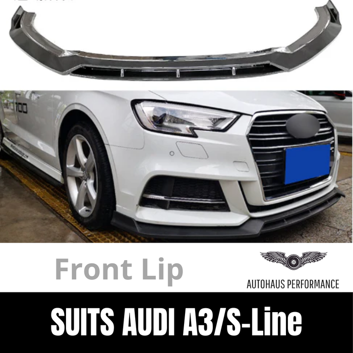 2017-2020 Audi A3 (8V) S-Line/S3 Sedan Front Lip GLOSS BLACK