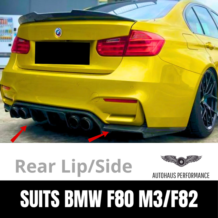 New Gloss Black V Style Rear Lip Diffuser With Rear Side Splitter For BMW F80 M3/F82 M4 2014-2020