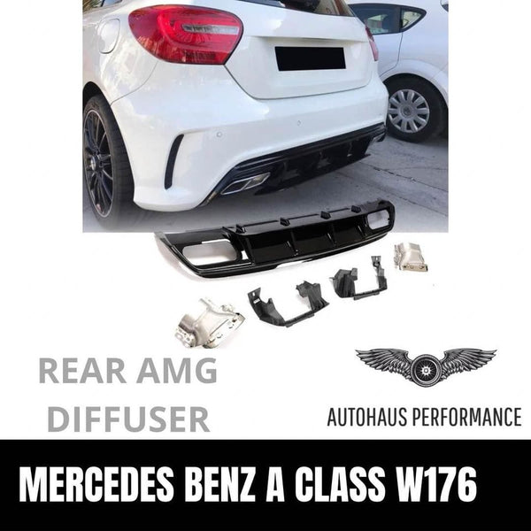 Brand new Gloss black AMG style diffuser to suit W176 A class Hatch Mercedes Benz with Exhaust tips
