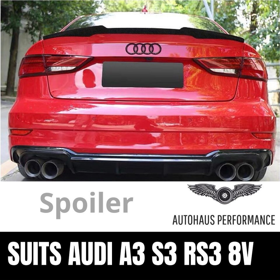FOR AUDI A3 8V S3 RS3 2014-21 SEDAN GLOSS BLACK V STYLE REAR TRUNK SPOILER WING FOR AUDI A3 8V S3 RS3 2014-21 SEDAN GLOSS BLACK V STYLE REAR TRUNK SPOILER WING