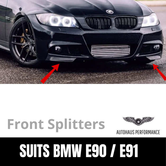 Gloss Black Front Bumper Splitters for BMW 3 series E90 E91 M-TECH M-SPORT