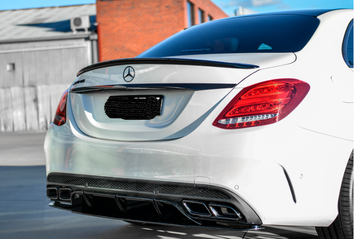 AMG C63 STYLE REAR BUMPER BAR DIFFUSER & EXHAUST TIPS FOR MERCEDES BENZ C CLASS W205