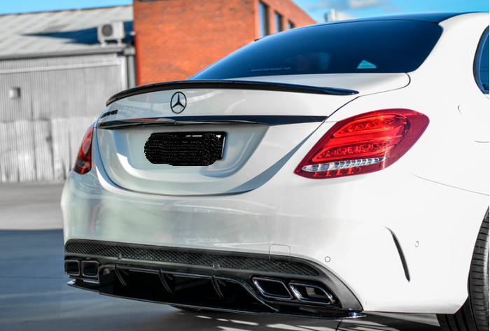 C63 Style Rear Diffuser AMG C63 STYLE REAR BUMPER BAR DIFFUSER & EXHAUST TIPS FOR MERCEDES BEN ...