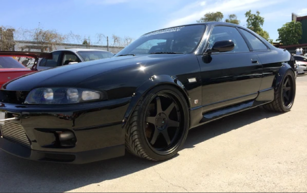 R33 With Falcon Rims PLASTIC WHEEL FENDER FLARES TO SUIT NISSAN R33 SKYLINE GTS GTR ...