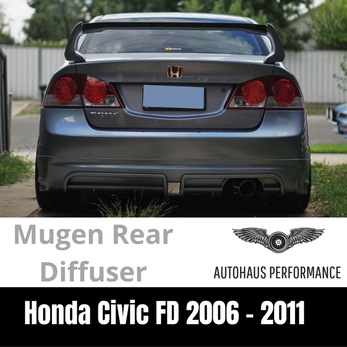 Mugen RR Rear Bumper Diffuser Lip For Honda Civic FD 06-12 8TH Single Exhaust