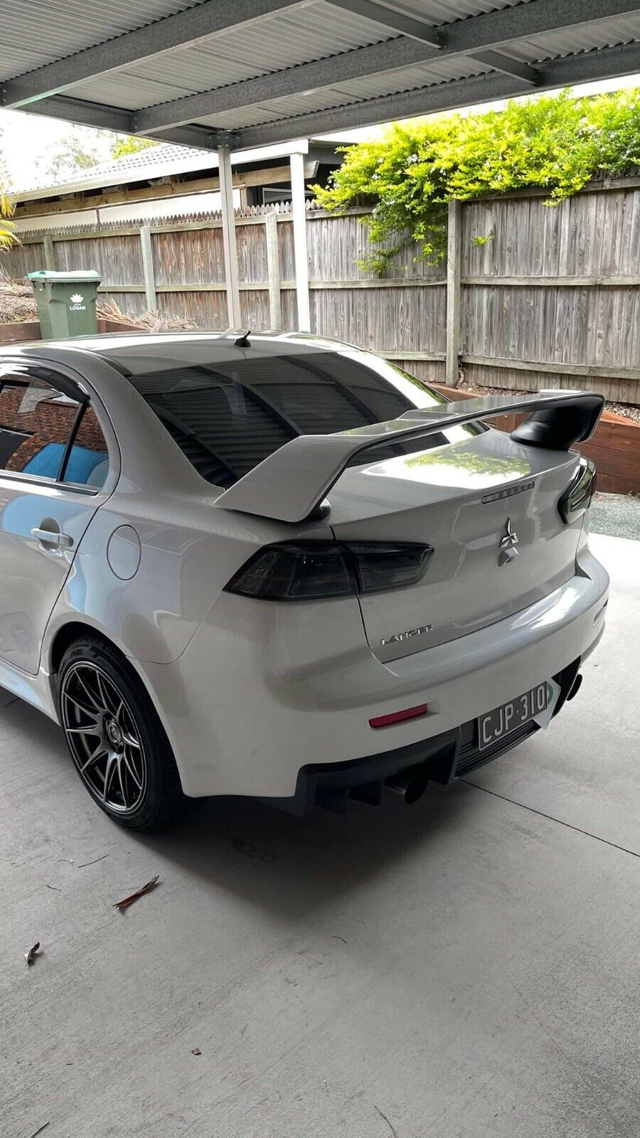 Evolution Spoiler EVO X Style Trunk Spoiler White with Black for 07-18 Mitsubishi Lancer ...