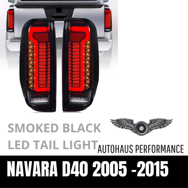 NEW NISSAN NAVARA D40 SPANISH THAI LED TAIL LIGHTS SMOKED BLACK 2005 - 2015