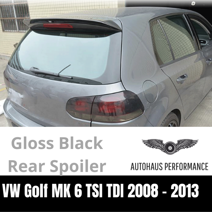 Gloss Black VW Golf MK6 Volkswagen Golf TSI TDI Rear Boot spoiler Wing Lip