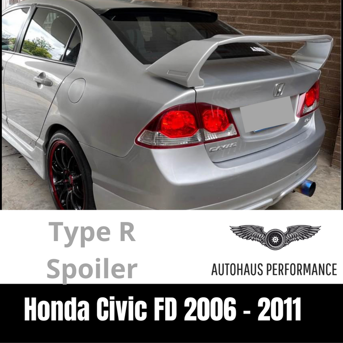 R Performance Wing Type R Type R style rear wing spoiler for 2006 - 2011 Honda Civic FD Gloss Bl ...