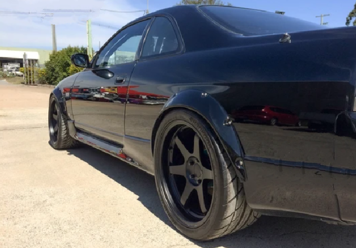 R33 With Falcon Rims PLASTIC WHEEL FENDER FLARES TO SUIT NISSAN R33 SKYLINE GTS GTR ...