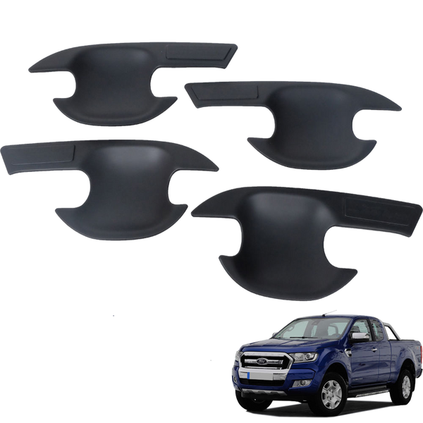 MATTE BLACK DOOR HANDLE BOWL COVERS TO SUIT FORD RANGER PX1 PX2 PX3 2012-2019