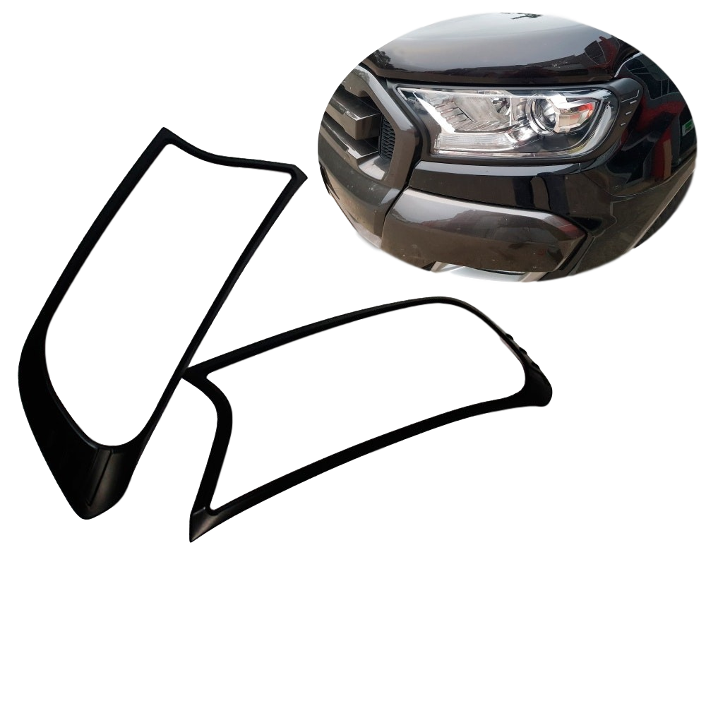 MATTE BLACK HEADLIGHT SURROUNDS TO SUIT FORD RANGER 2015-2019 PX2 MK2 ...