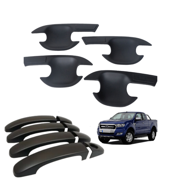 MATTE BLACK HANDLE & BOWL DOOR COVERS TO SUIT FORD RANGER PX1 PX2 PX3 2012-2019